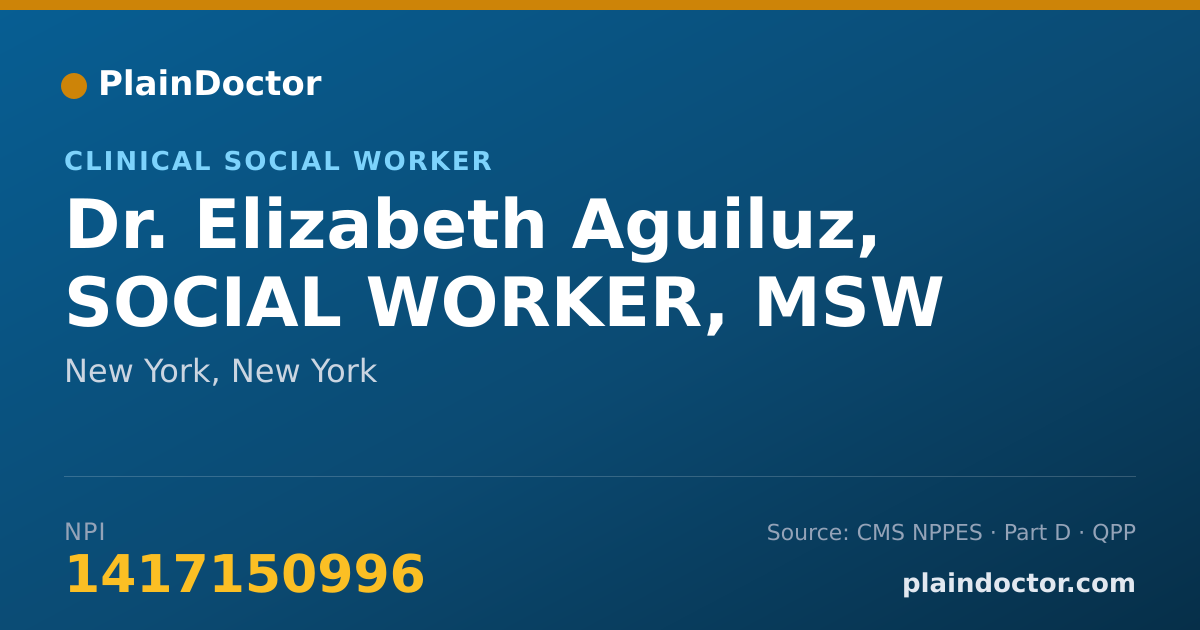 Shareable card for Elizabeth Aguiluz, SOCIAL WORKER, MSW - Clinical Social Worker, New York, NY