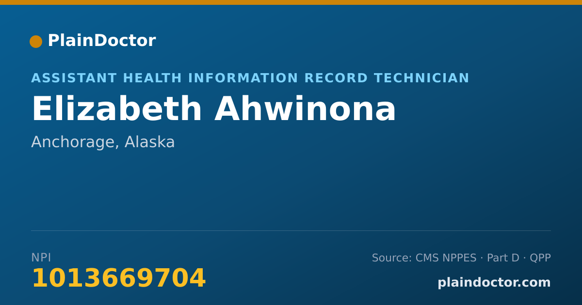 Shareable card for Elizabeth Ahwinona - Assistant Health Information Record Technician, Anchorage, AK