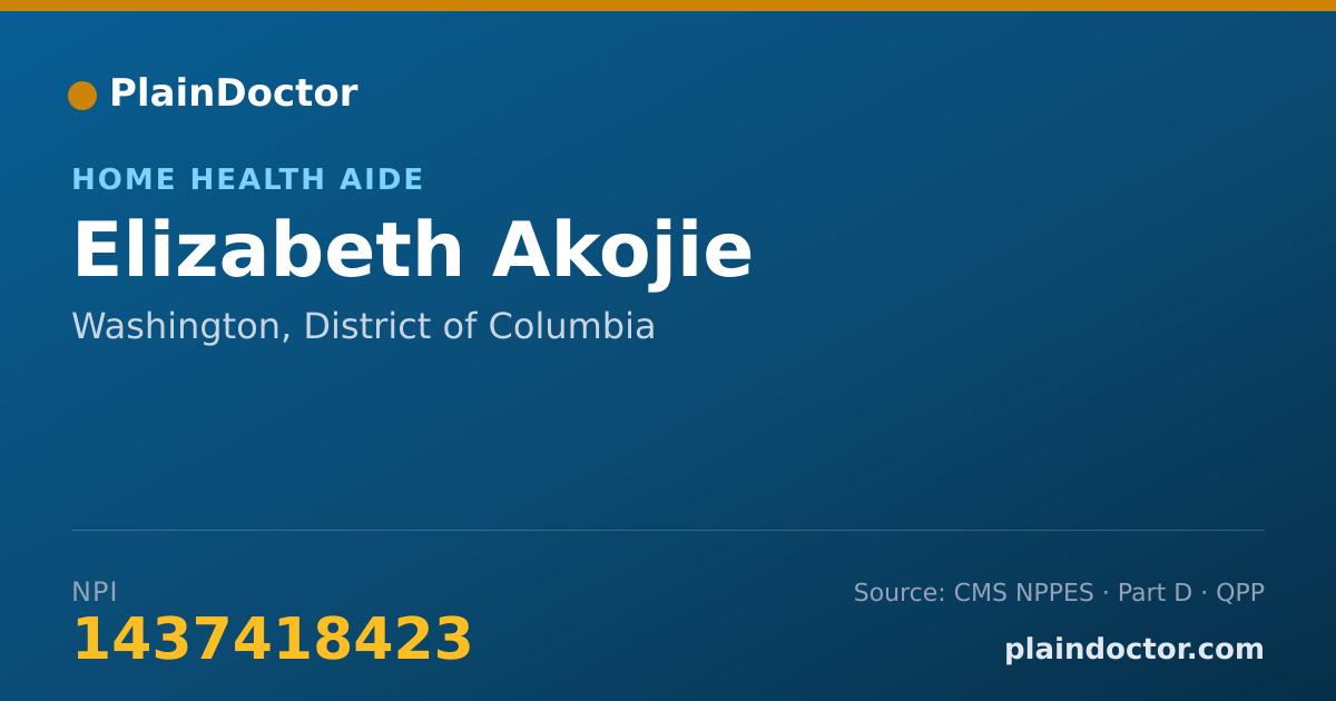Shareable card for Elizabeth Akojie - Home Health Aide, Washington, DC