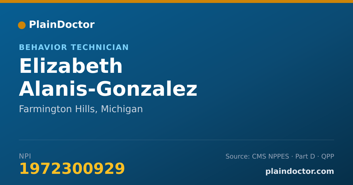 Shareable card for Elizabeth Alanis-Gonzalez - Behavior Technician, Farmington Hills, MI