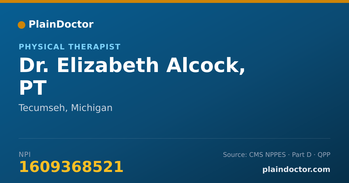 Shareable card for Elizabeth Alcock, PT - Physical Therapist, Tecumseh, MI