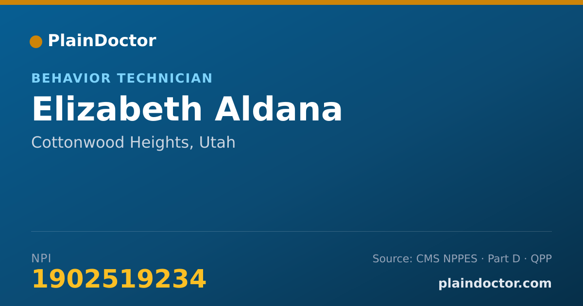 Shareable card for Elizabeth Aldana - Behavior Technician, Cottonwood Heights, UT