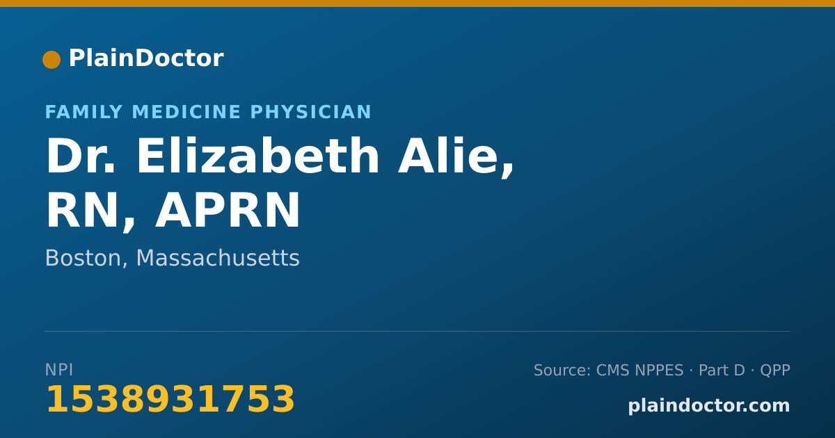 Shareable card for Elizabeth Alie, RN, APRN - Family Medicine Physician, Boston, MA