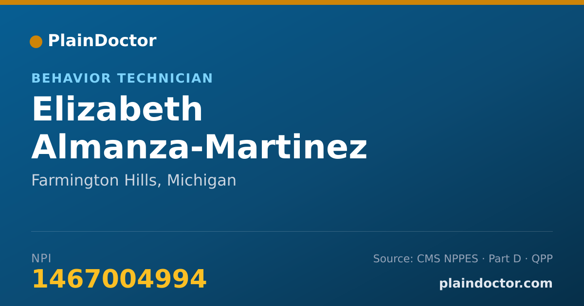 Shareable card for Elizabeth Almanza-Martinez - Behavior Technician, Farmington Hills, MI