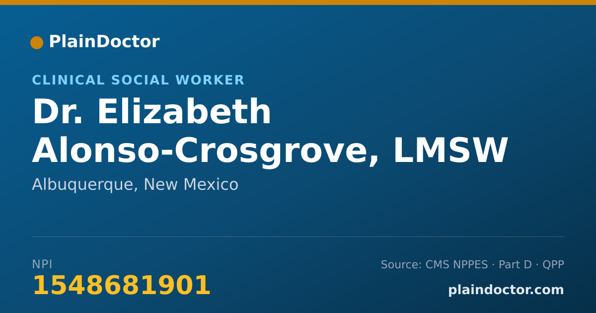 Shareable card for Elizabeth Alonso-Crosgrove, LMSW - Clinical Social Worker, Albuquerque, NM