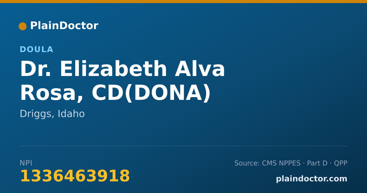 Shareable card for Elizabeth Alva Rosa, CD(DONA) - Doula, Driggs, ID