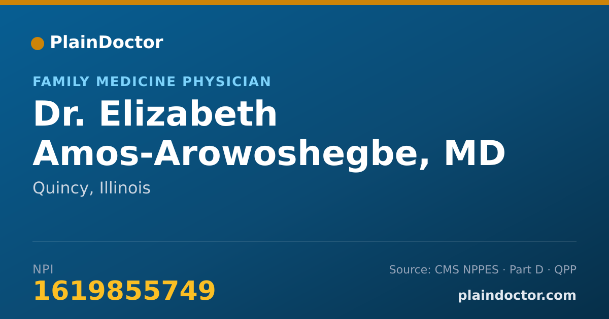 Shareable card for Elizabeth Amos-Arowoshegbe, MD - Family Medicine Physician, Quincy, IL