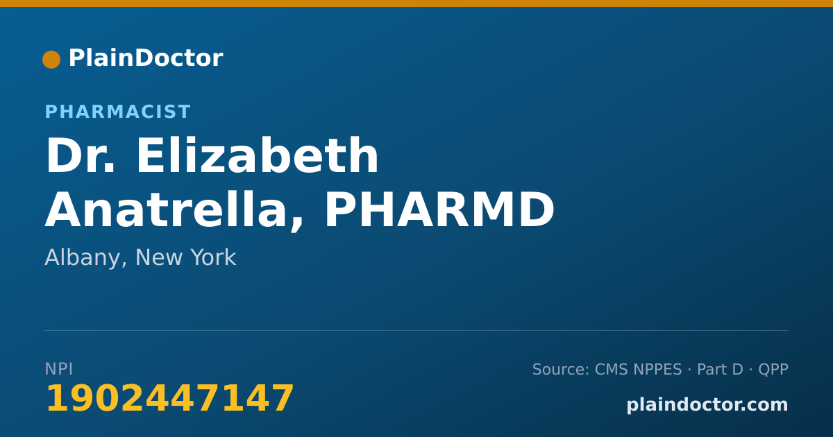 Shareable card for Elizabeth Anatrella, PHARMD - Pharmacist, Albany, NY