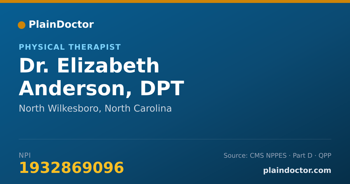 Shareable card for Elizabeth Anderson, DPT - Physical Therapist, North Wilkesboro, NC