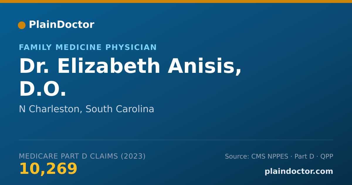 Shareable card for Elizabeth Anisis, D.O. - Family Medicine Physician, N Charleston, SC