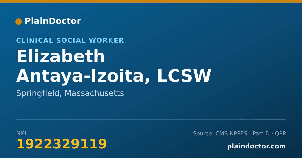 Shareable card for Elizabeth Antaya-Izoita, LCSW - Clinical Social Worker, Springfield, MA