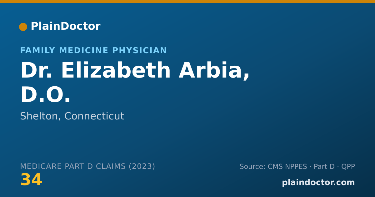 Shareable card for Elizabeth Arbia, D.O. - Family Medicine Physician, Shelton, CT
