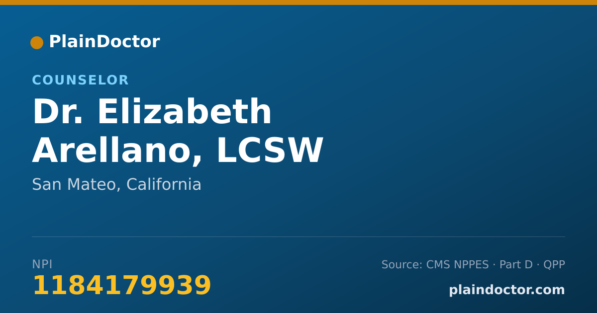 Shareable card for Elizabeth Arellano, LCSW - Counselor, San Mateo, CA