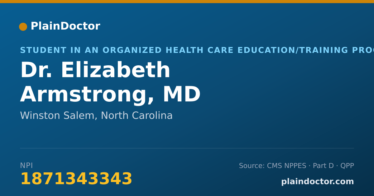 Shareable card for Elizabeth Armstrong, MD - Student in an Organized Health Care Education/Training Program, Winston Salem, NC
