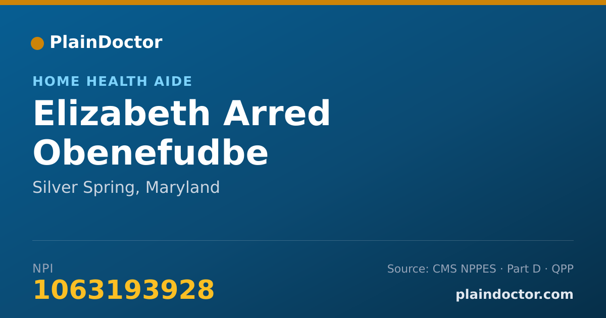 Shareable card for Elizabeth Arred Obenefudbe - Home Health Aide, Silver Spring, MD
