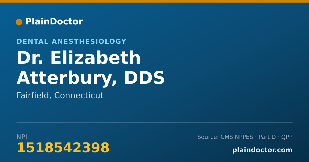 Shareable card for Elizabeth Atterbury, DDS - Dental Anesthesiology, Fairfield, CT