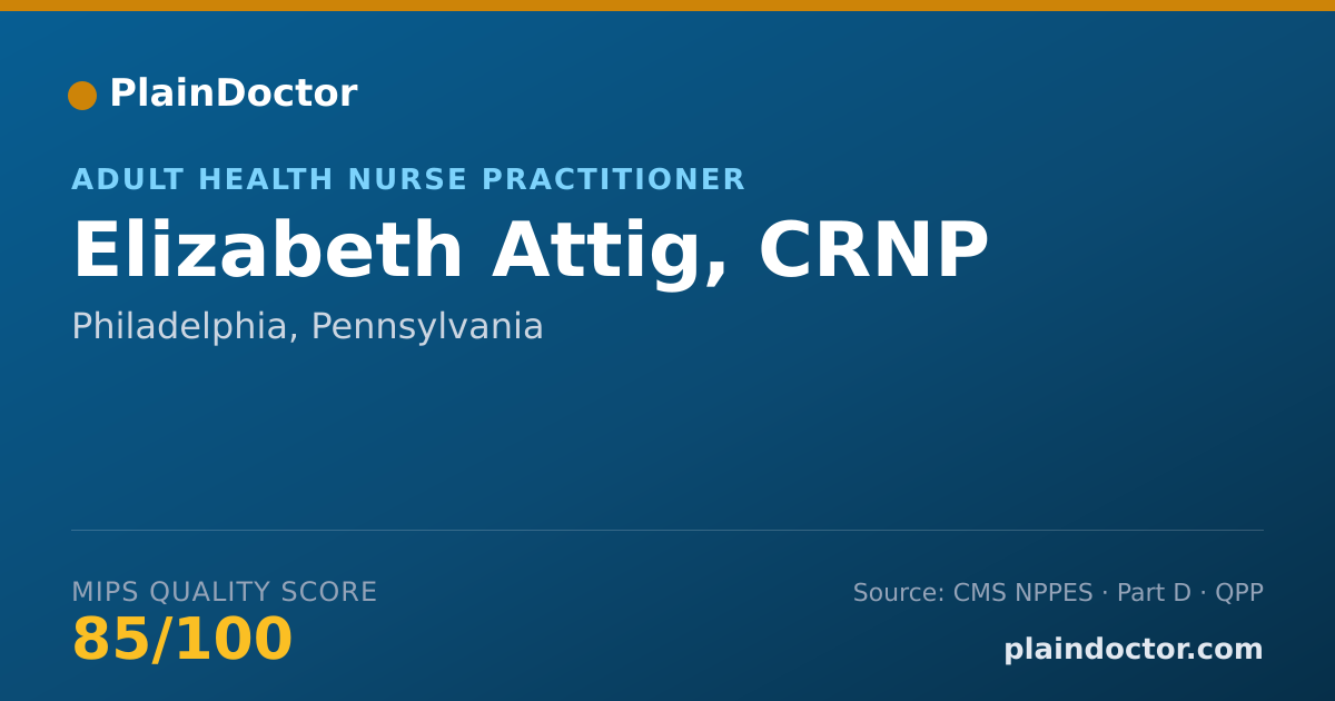 Shareable card for Elizabeth Attig, CRNP - Adult Health Nurse Practitioner, Philadelphia, PA