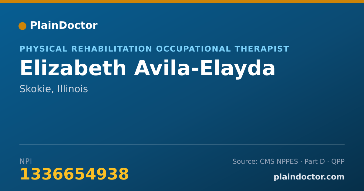 Shareable card for Elizabeth Avila-Elayda - Physical Rehabilitation Occupational Therapist, Skokie, IL