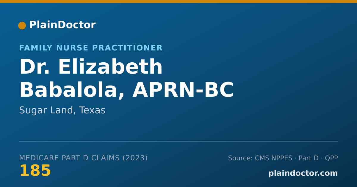 Shareable card for Elizabeth Babalola, APRN-BC - Family Nurse Practitioner, Sugar Land, TX