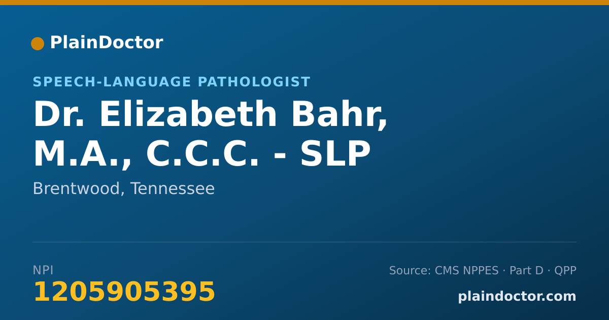 Shareable card for Elizabeth Bahr, M.A., C.C.C. - SLP - Speech-Language Pathologist, Brentwood, TN