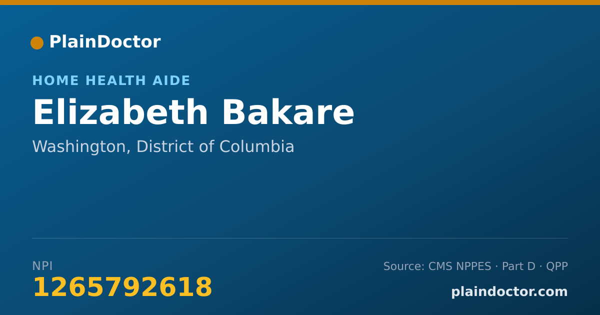 Shareable card for Elizabeth Bakare - Home Health Aide, Washington, DC