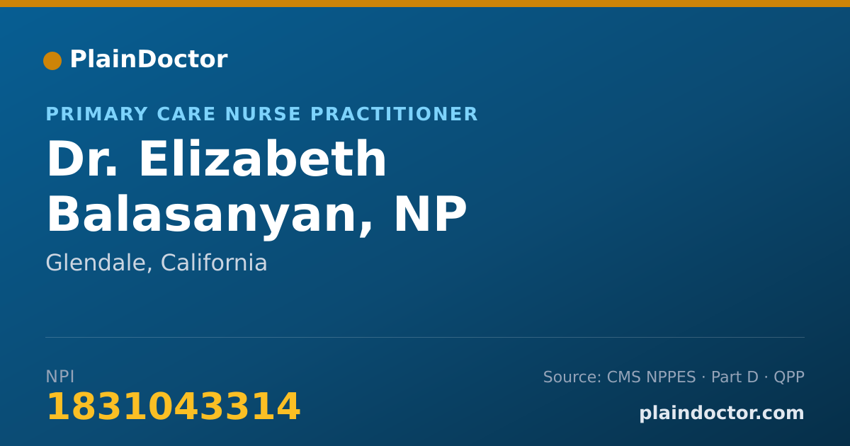 Shareable card for Elizabeth Balasanyan, NP - Primary Care Nurse Practitioner, Glendale, CA