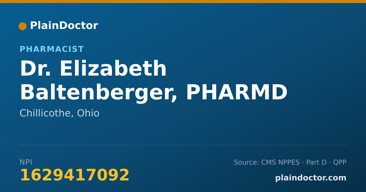 Shareable card for Elizabeth Baltenberger, PHARMD - Pharmacist, Chillicothe, OH