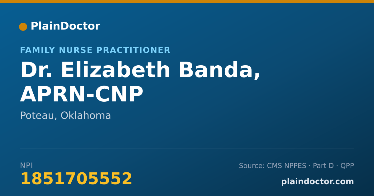 Shareable card for Elizabeth Banda, APRN-CNP - Family Nurse Practitioner, Poteau, OK