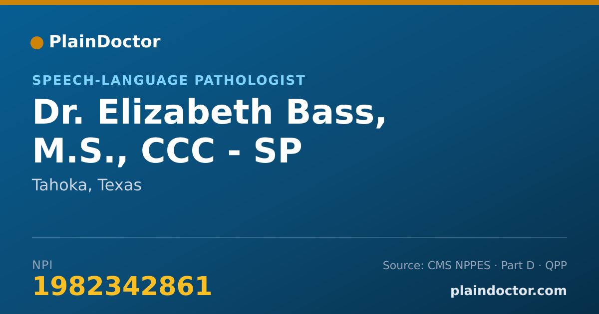 Shareable card for Elizabeth Bass, M.S., CCC - SP - Speech-Language Pathologist, Tahoka, TX