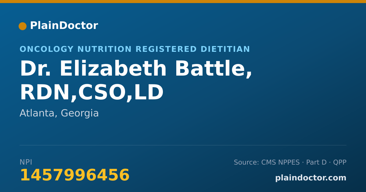 Shareable card for Elizabeth Battle, RDN,CSO,LD - Oncology Nutrition Registered Dietitian, Atlanta, GA