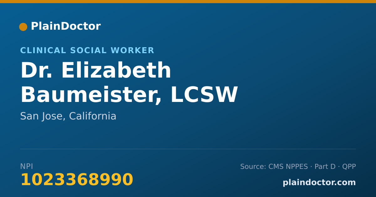 Shareable card for Elizabeth Baumeister, LCSW - Clinical Social Worker, San Jose, CA