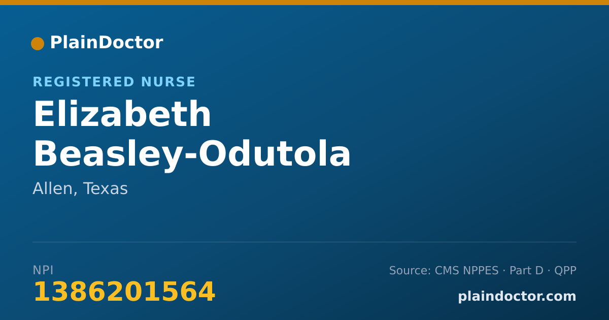 Shareable card for Elizabeth Beasley-Odutola - Registered Nurse, Allen, TX