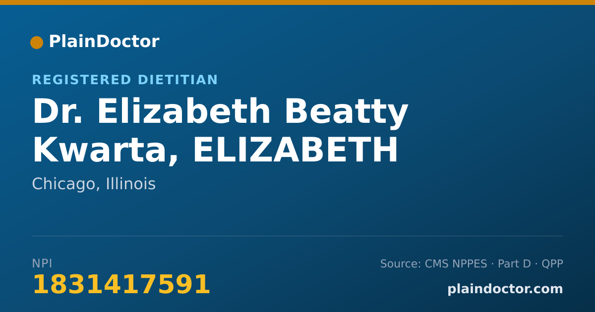 Shareable card for Elizabeth Beatty Kwarta, ELIZABETH BEATTY RD - Registered Dietitian, Chicago, IL