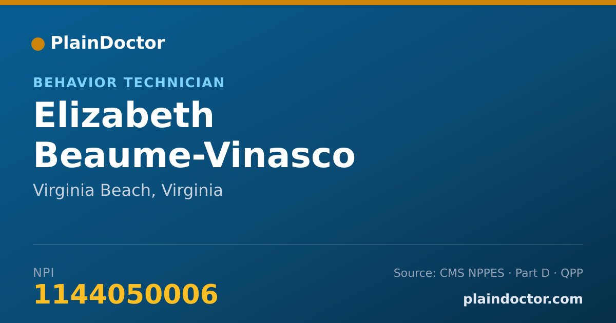 Shareable card for Elizabeth Beaume-Vinasco - Behavior Technician, Virginia Beach, VA