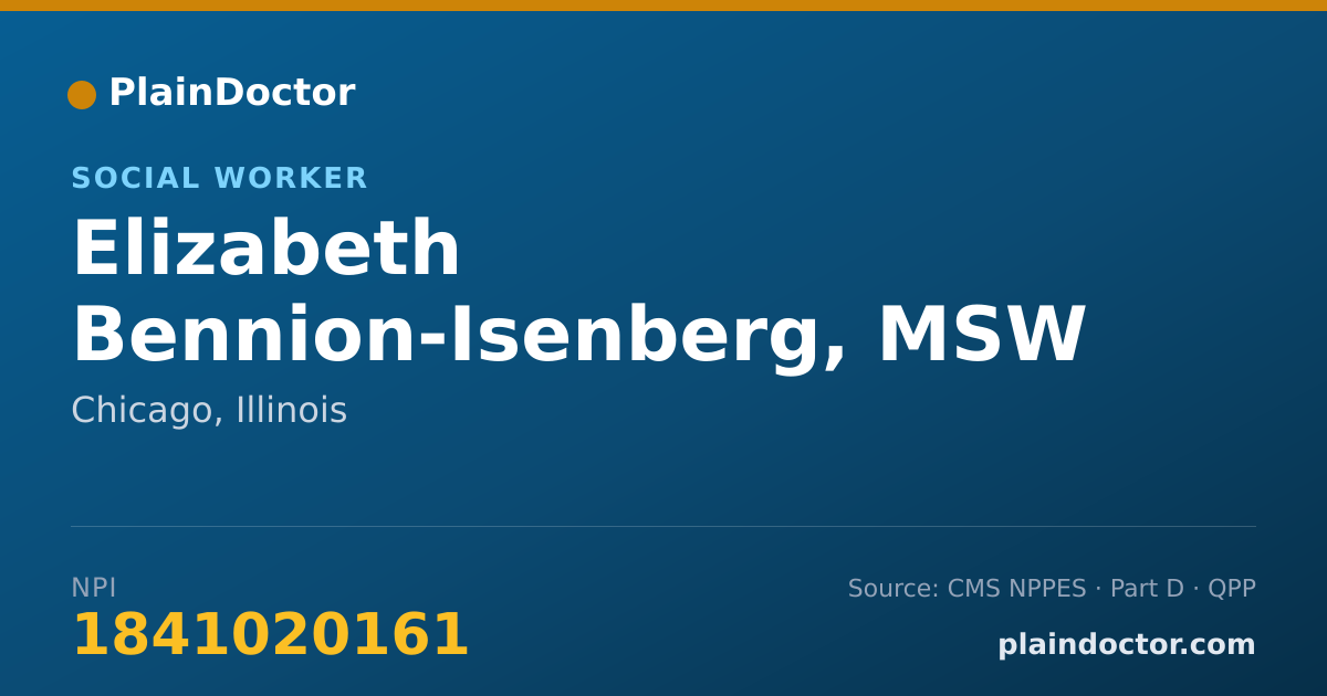 Shareable card for Elizabeth Bennion-Isenberg, MSW - Social Worker, Chicago, IL