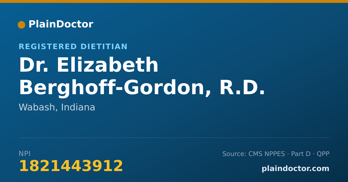 Shareable card for Elizabeth Berghoff-Gordon, R.D. - Registered Dietitian, Wabash, IN