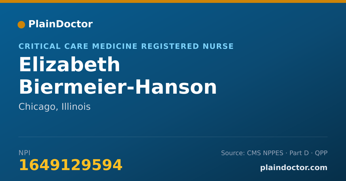 Shareable card for Elizabeth Biermeier-Hanson - Critical Care Medicine Registered Nurse, Chicago, IL