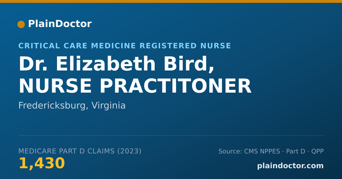 Shareable card for Elizabeth Bird, NURSE PRACTITONER - Critical Care Medicine Registered Nurse, Fredericksburg, VA