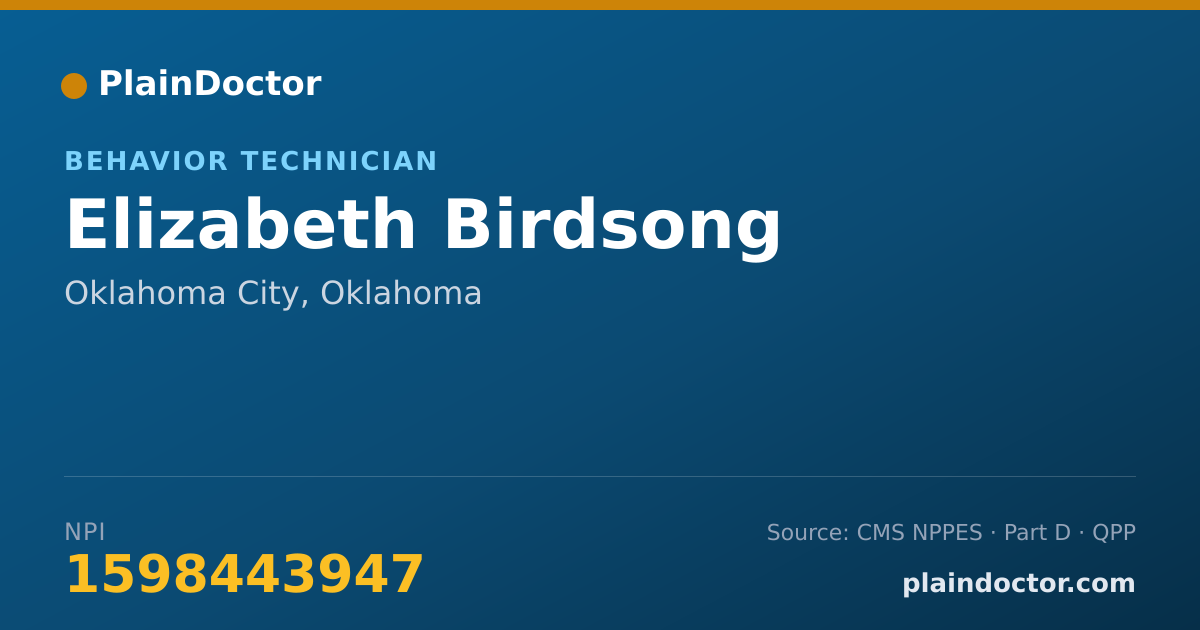 Shareable card for Elizabeth Birdsong - Behavior Technician, Oklahoma City, OK