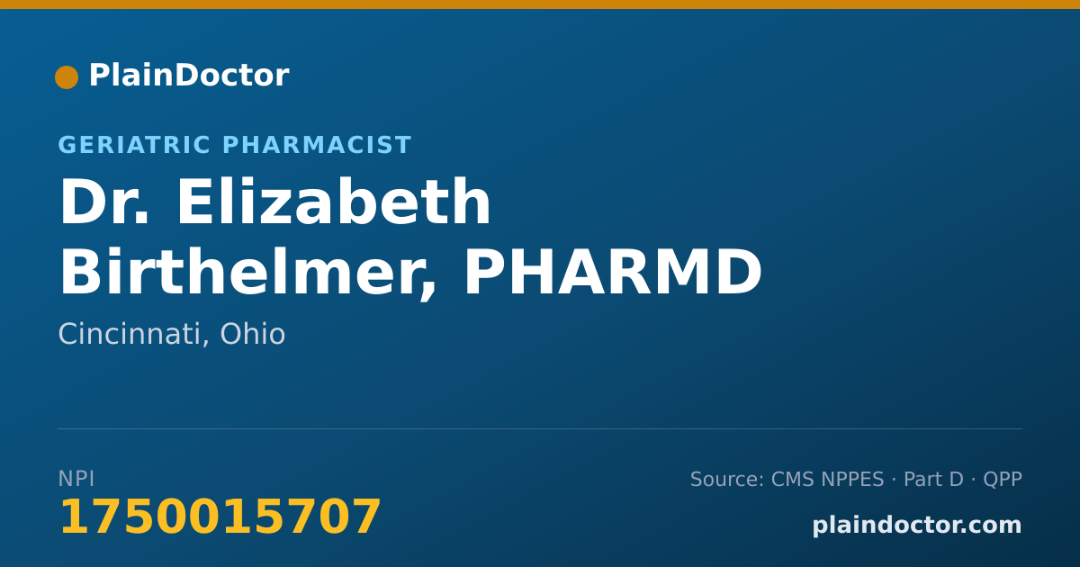 Shareable card for Elizabeth Birthelmer, PHARMD - Geriatric Pharmacist, Cincinnati, OH