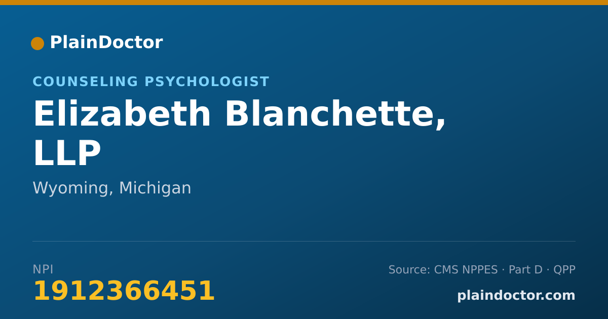 Shareable card for Elizabeth Blanchette, LLP - Counseling Psychologist, Wyoming, MI