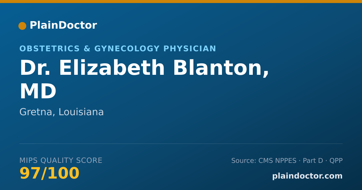 Shareable card for Elizabeth Blanton, MD - Obstetrics & Gynecology Physician, Gretna, LA
