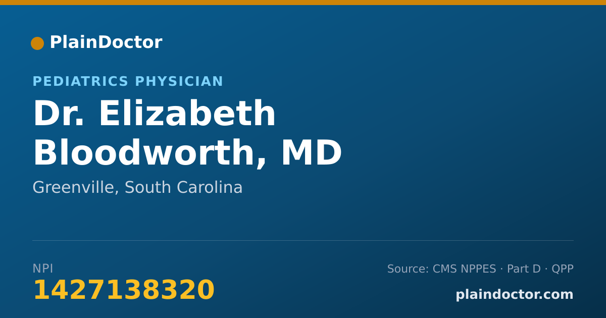 Shareable card for Elizabeth Bloodworth, MD - Pediatrics Physician, Greenville, SC