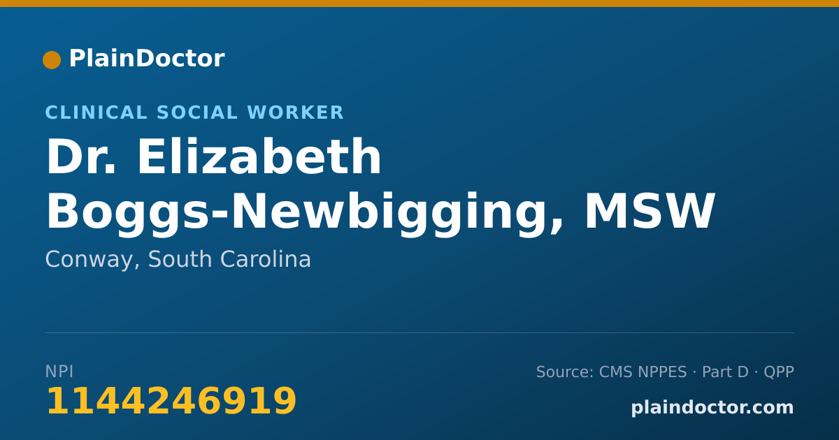 Shareable card for Elizabeth Boggs-Newbigging, MSW - Clinical Social Worker, Conway, SC