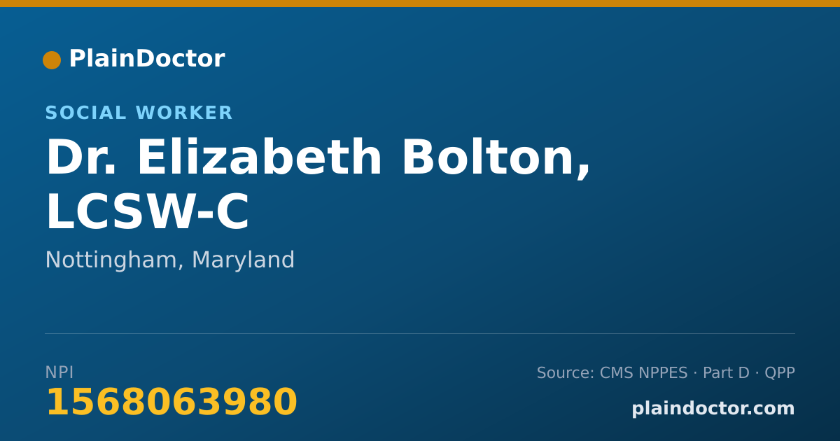 Shareable card for Elizabeth Bolton, LCSW-C - Social Worker, Nottingham, MD