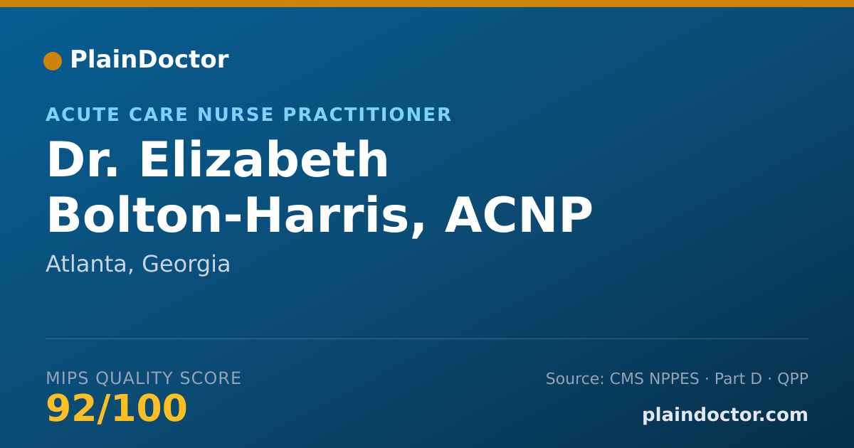 Shareable card for Elizabeth Bolton-Harris, ACNP - Acute Care Nurse Practitioner, Atlanta, GA