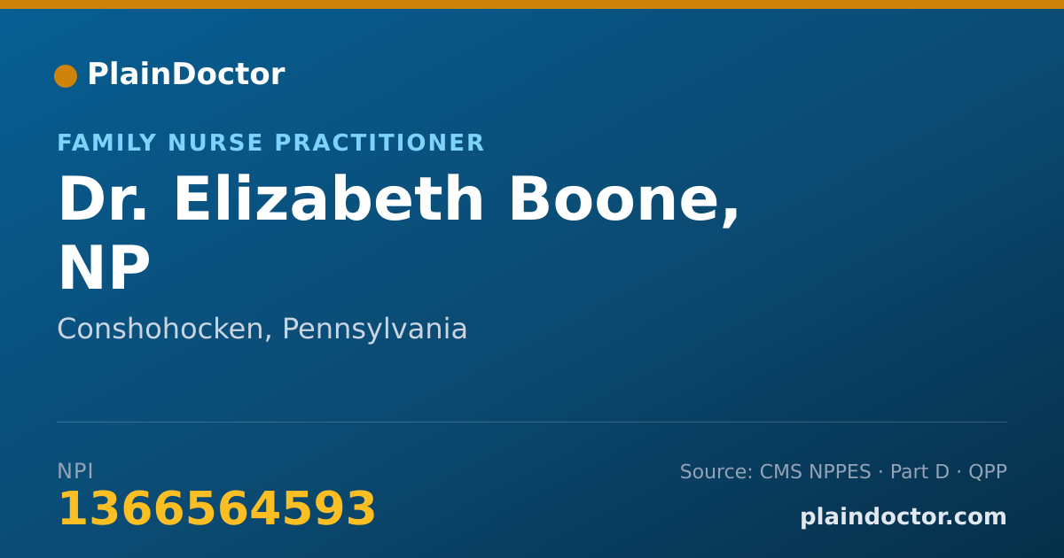 Shareable card for Elizabeth Boone, NP - Family Nurse Practitioner, Conshohocken, PA