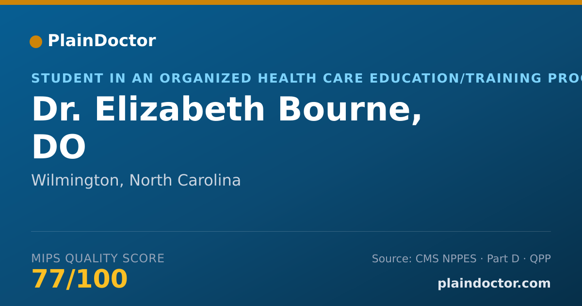 Shareable card for Elizabeth Bourne, DO - Student in an Organized Health Care Education/Training Program, Wilmington, NC