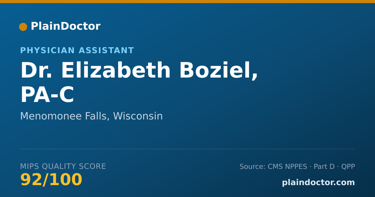 Shareable card for Elizabeth Boziel, PA-C - Physician Assistant, Menomonee Falls, WI
