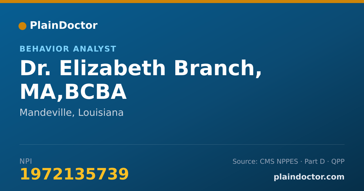 Shareable card for Elizabeth Branch, MA,BCBA - Behavior Analyst, Mandeville, LA